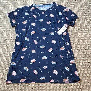 Joyspun Ladies Sleep Shirt Navy Water Nightgown Dog Theme 2X - 3X Plus Size Top